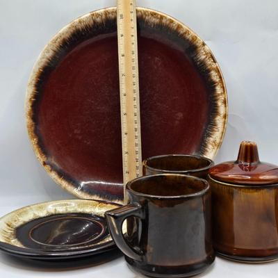 LOT 49: Various Pfaltzgraff, McCoy, and Other Brown Dripped Glaze Pottery Pieces