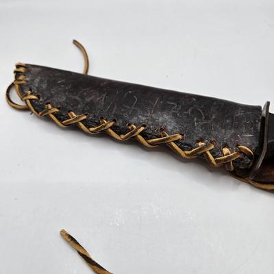 LOT 53: Vintage U.S. Navy Leather Handled Knife