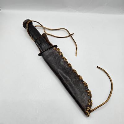 LOT 53: Vintage U.S. Navy Leather Handled Knife