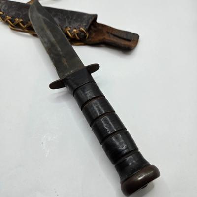LOT 53: Vintage U.S. Navy Leather Handled Knife