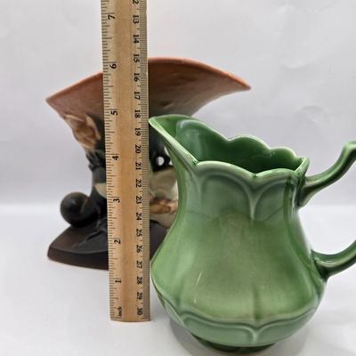 LOT 109: Vintage Royal Staffordshire Creamer and Roseville Pottery Magnolia Cornucopia