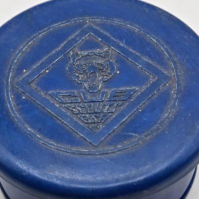 LOT 111: Cub Scout Book, First Aid Book, Boy Scout Patches, GI Joe Pocket Knife, Collapsible Cup, and More