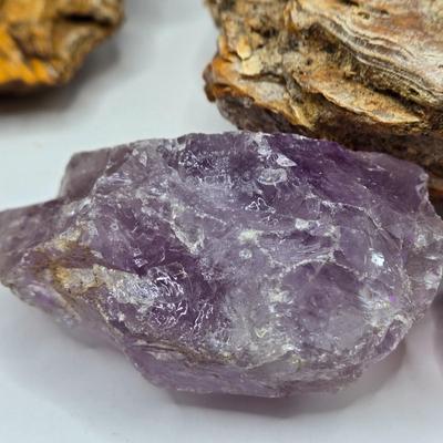 LOT 112: 2025 Astrology Calendar, Crystal Growing Kit, and Various Rocks and Crystals