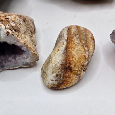 LOT 112: 2025 Astrology Calendar, Crystal Growing Kit, and Various Rocks and Crystals