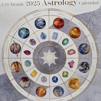 LOT 112: 2025 Astrology Calendar, Crystal Growing Kit, and Various Rocks and Crystals