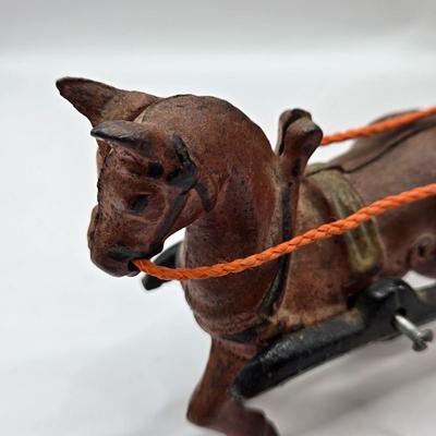 LOT 115: Vintage Cast Iron Brooke Bond Horse Drawn Wagon and Model T