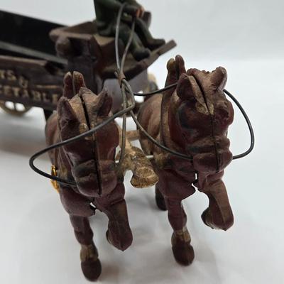 LOT 116: Vintage Cast Iron Fruit and Vegetable Horse Drawn Wagon