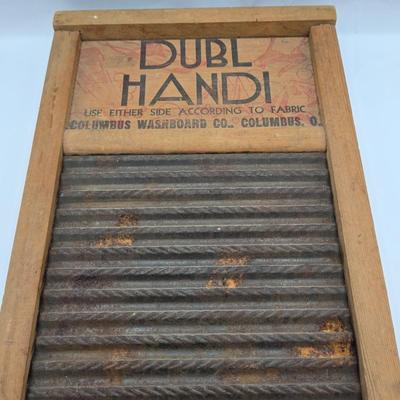 LOT 117: Vintage Washboard and Various Vintage Irons