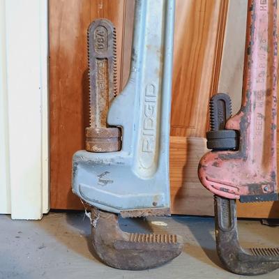 LOT 142: Ridgid 48" Wrench, Reed 36" Wrench, Gearench Valve Wheel Wrench & Ridgid 24" Wrench