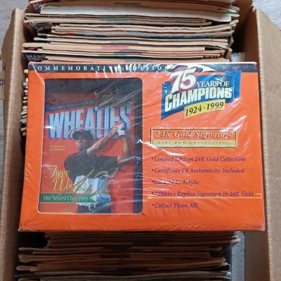 LOT 152: Marvel ReCharge Starter Decks, Wheaties 75 Years of Champions Cards & Large Lot of Comic Books
