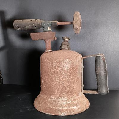 LOT 156: Brookins 1/2 Gallon Oil Can, (2) Brass and Steel Handheld Torches, Paint Spray Gun & Mini Oil Can