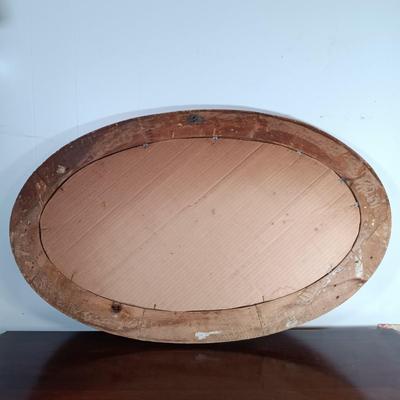 LOT 157: Pair of Vintage Wood Oval Framed Art Prints