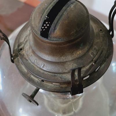 LOT 165: Vintage Dietz Glass and Metal Lantern, Giant Oil Lamp & Kaadan Oil Lamp