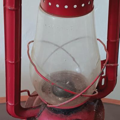 LOT 165: Vintage Dietz Glass and Metal Lantern, Giant Oil Lamp & Kaadan Oil Lamp