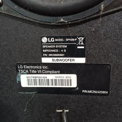 LOT 166: LG Sound Bar SH2, LG Speaker SPH2B-P & Oval TV Stand