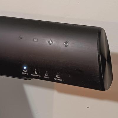 LOT 166: LG Sound Bar SH2, LG Speaker SPH2B-P & Oval TV Stand