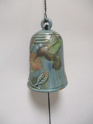 Glazed Pottery Hummingbird Bell