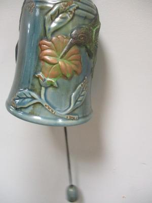 Glazed Pottery Hummingbird Bell