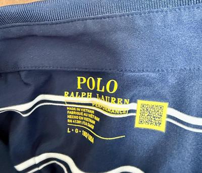 Mens Polo Ralph Lauren Performance Shirt - Blue with White Horizontal Stripes