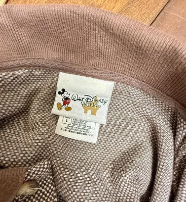 Walt Disney World Vintage Polo Men's Size L large tan & taupe Mickey Mouse