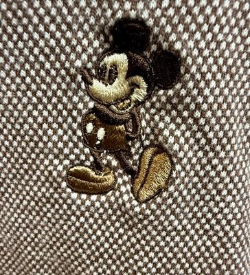 Walt Disney World Vintage Polo Men's Size L large tan & taupe Mickey Mouse