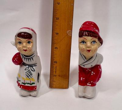 Vintage Ceramic Kissing Dutch Boy & Girl JAPAN Flat Backs to Sit Flat Against Wall