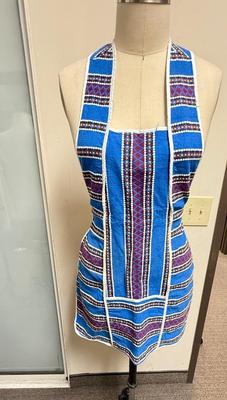 Vintage Apron blue purple white yellow