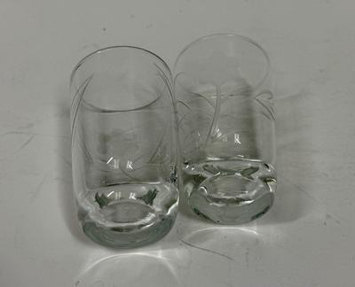 Pair of Etched Glass Shot Glasses Saki Glasses