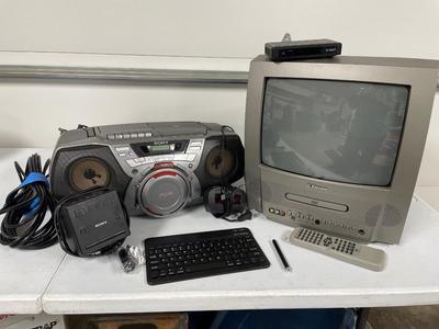 Boombox, TV w/DVD, radio keyboard