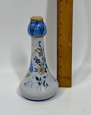 Vintage French HB Quimper Bud Vase in Excellent Condition 7" Tall