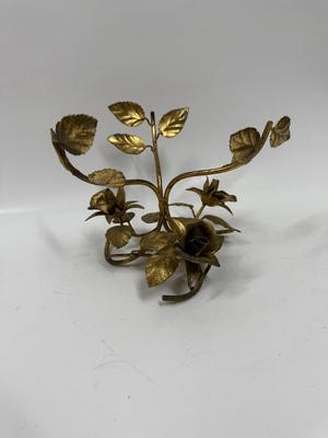 Vintage Hollywood Regency Gold Rose Bowl Holder Made in Italy