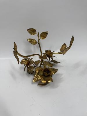 Vintage Hollywood Regency Gold Rose Bowl Holder Made in Italy