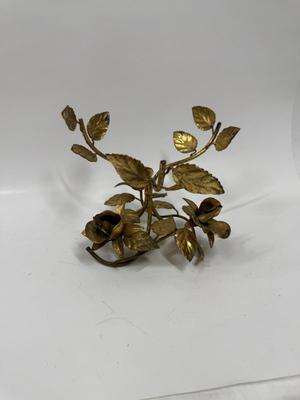 Vintage Hollywood Regency Gold Rose Bowl Holder Made in Italy
