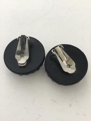 Vintage black round clip on earrings