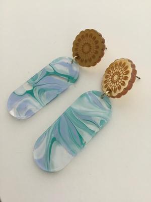 Blue dangle statement earrings