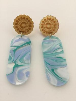 Blue dangle statement earrings