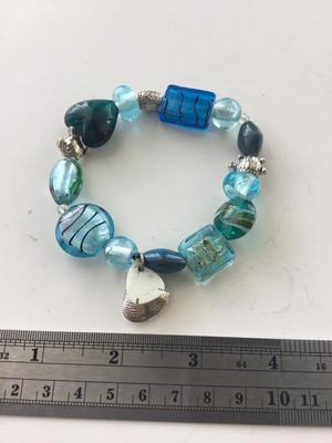Light blue stretchy beaded bracelet sea charms