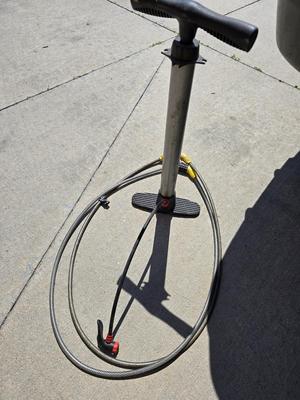 Floor-Style Bicycle Air Pump with two Heavy-Duty Cable Locks