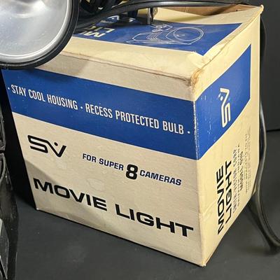 LOT 42B: Vintage Minolta AutoPak-8 D4 Super 8 Movie Camera in Case + Movie Light Accessory