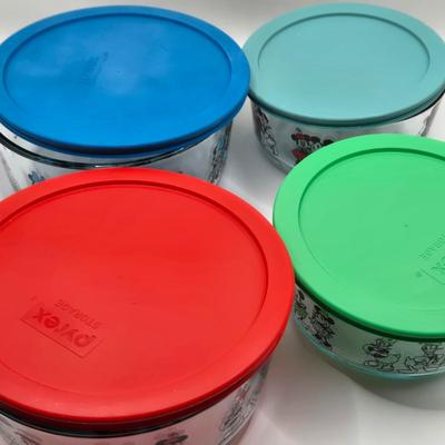 LOT 45K: Birthday Plates, Disney Pyrex Bowls with Lids, and Big Mug for When You Need That Extra Jolt of Coffee