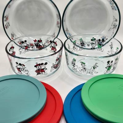 LOT 45K: Birthday Plates, Disney Pyrex Bowls with Lids, and Big Mug for When You Need That Extra Jolt of Coffee