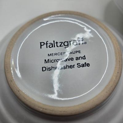 LOT 49K: Complete Service for 8 Set of Pfaltzgraff Mercer Taupe Dinner Ware