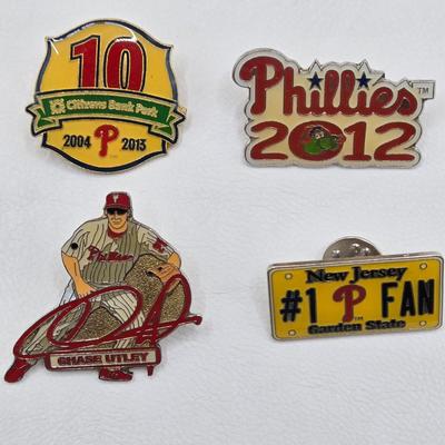 LOT Phillies Pins and 2 Forever Collectibles Phillies' Mickey Mouse Figurines / GO PHILLIES!!