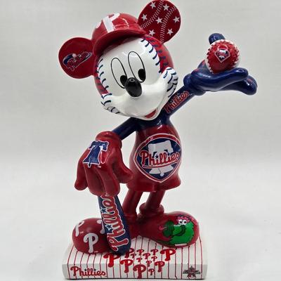 LOT Phillies Pins and 2 Forever Collectibles Phillies' Mickey Mouse Figurines / GO PHILLIES!!