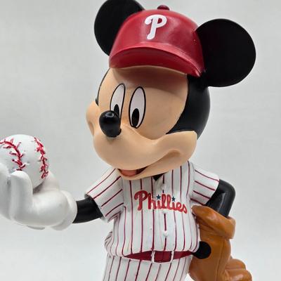 LOT Phillies Pins and 2 Forever Collectibles Phillies' Mickey Mouse Figurines / GO PHILLIES!!