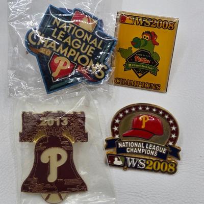 LOT Phillies Pins and 2 Forever Collectibles Phillies' Mickey Mouse Figurines / GO PHILLIES!!