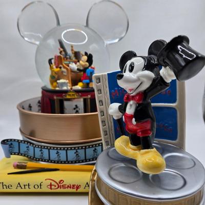 LOT 55F: The Art of Disney Animation Musical Snow Globe and Mickey Tipping His Hat Musical Figurine