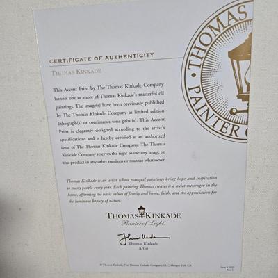 LOT 73L: Heritage Print (38.5 x 26) , Bradford Exchange Numbered Commemorative Print (14.4x12.5) and Thomas Kinkade Print with COA (14.5...