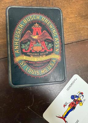 Vintage Budweiser Playing Cards Collectible Tin – Anheuser-Busch St. Louis Classic Set with Playing Cards