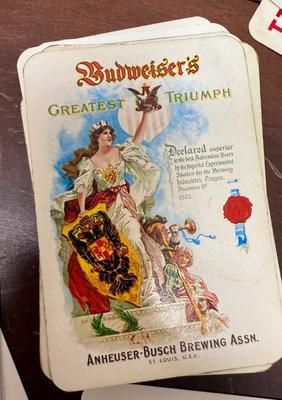 Sale Photo Thumbnail #139: Deck of 52 plus jokers and blanks.  In very good condition, includes original collectible tin box.